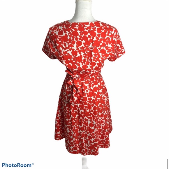 Boden Lara Wrap Dress Red Floral Midi Length Sz 8 - Picture 11 of 11